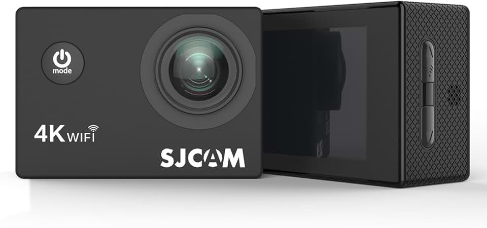 VEDO SJ~CAM C100 Plus Câmera de Ação 4K e 2K, Câmera de Ação de Polegar com Estabilização ElS, Resistente à Água até 30m, Bateria de 110 Minutos, Ideal para Esportes Aquáticos e Aéreos