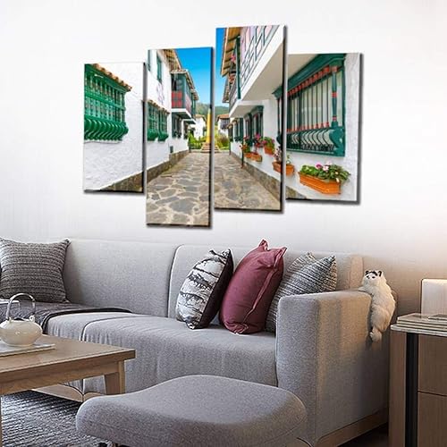 Miniatura 2 de Sudoiseau Pintura artística de pared duitama casas colombianas antiguas en el centro histórico, bogotas e imágenes impresiones en lienzo, póster,