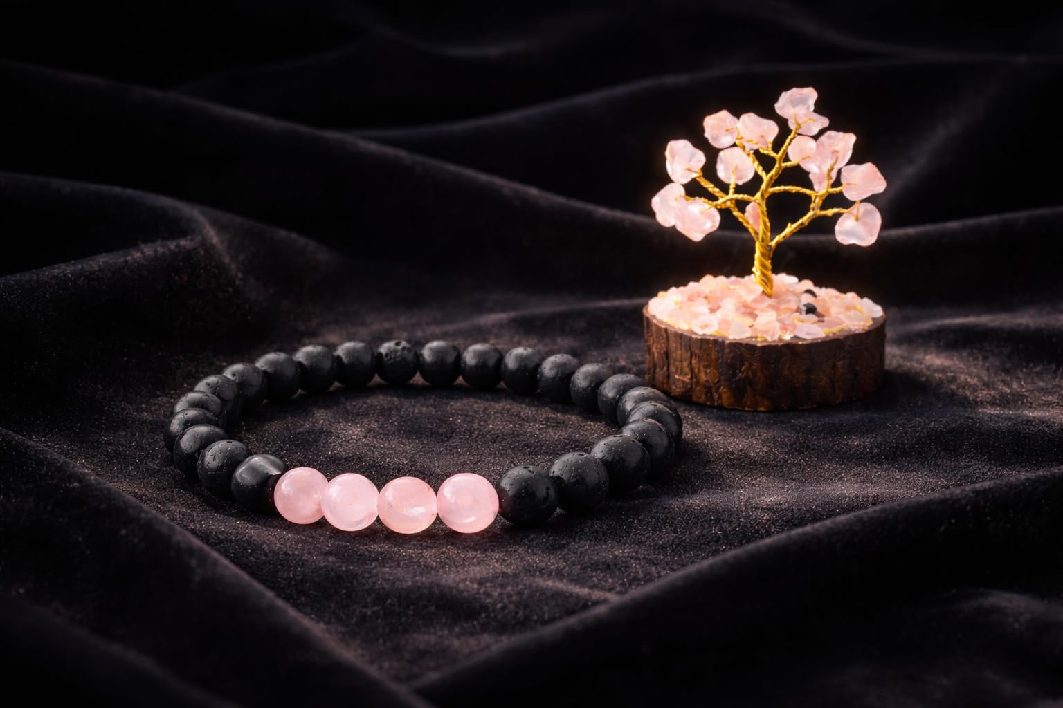 RatnaSetu Rose Quartz Bracelet with Tree of Life Charm - Natural Crystal Healing Stone for Love & Emotional Healing | Heart Chakra Jewelry for Women | Adjustable Taurus Libra Zodiac Gift 2