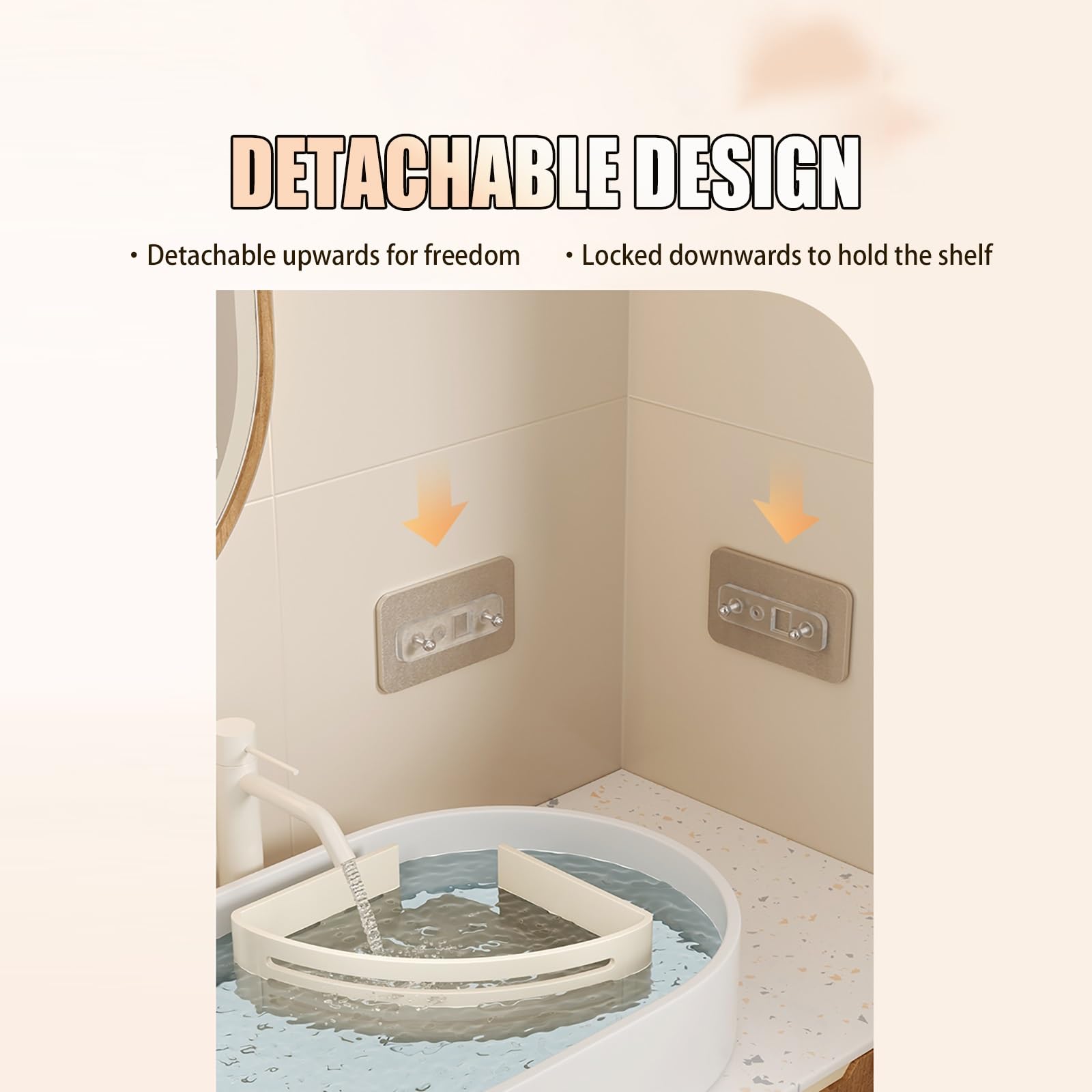 Estante esquinero de ducha adhesivo de gran capacidad, resistente al óxido y al agua, sin taladros, solución de almacenamiento extraíble de una sola capa para baño