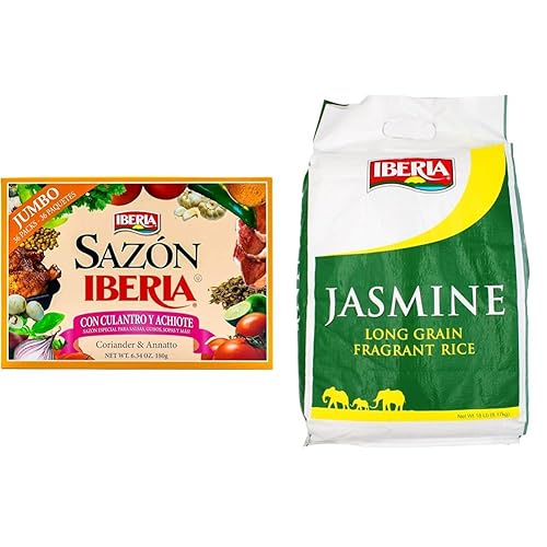 Sazon Iberia with Coriander and Achiote 6.34 Oz (36 Packs) + Iberia Jasmine Long Grain Fragrant Rice, 18 Pounds