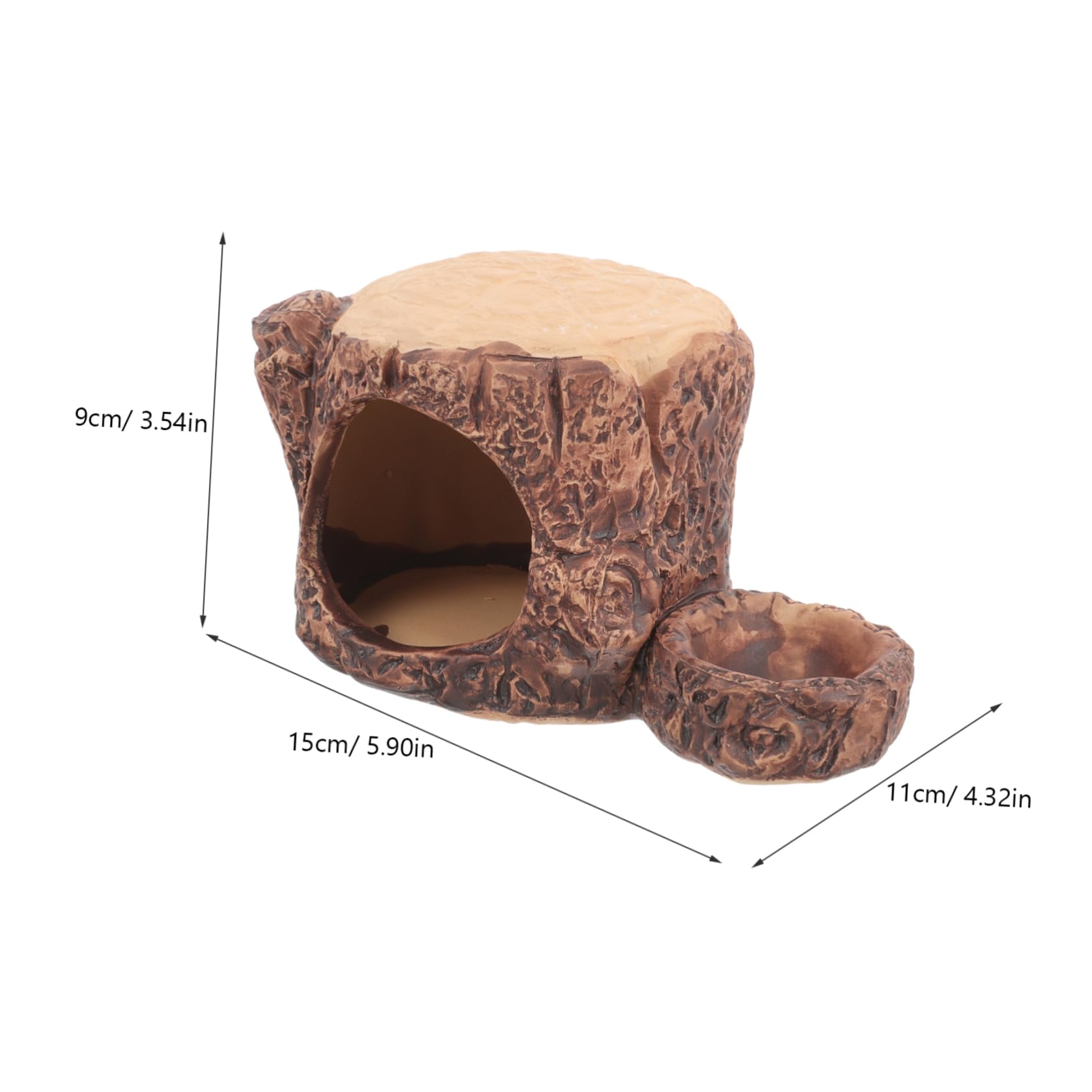 Sosoport Ceramic Hamster House Cooling Pet Nest for Small Animals Stump Modeling Design Comfortable Hideout for Hamsters Safe and Smooth Surface for Pets