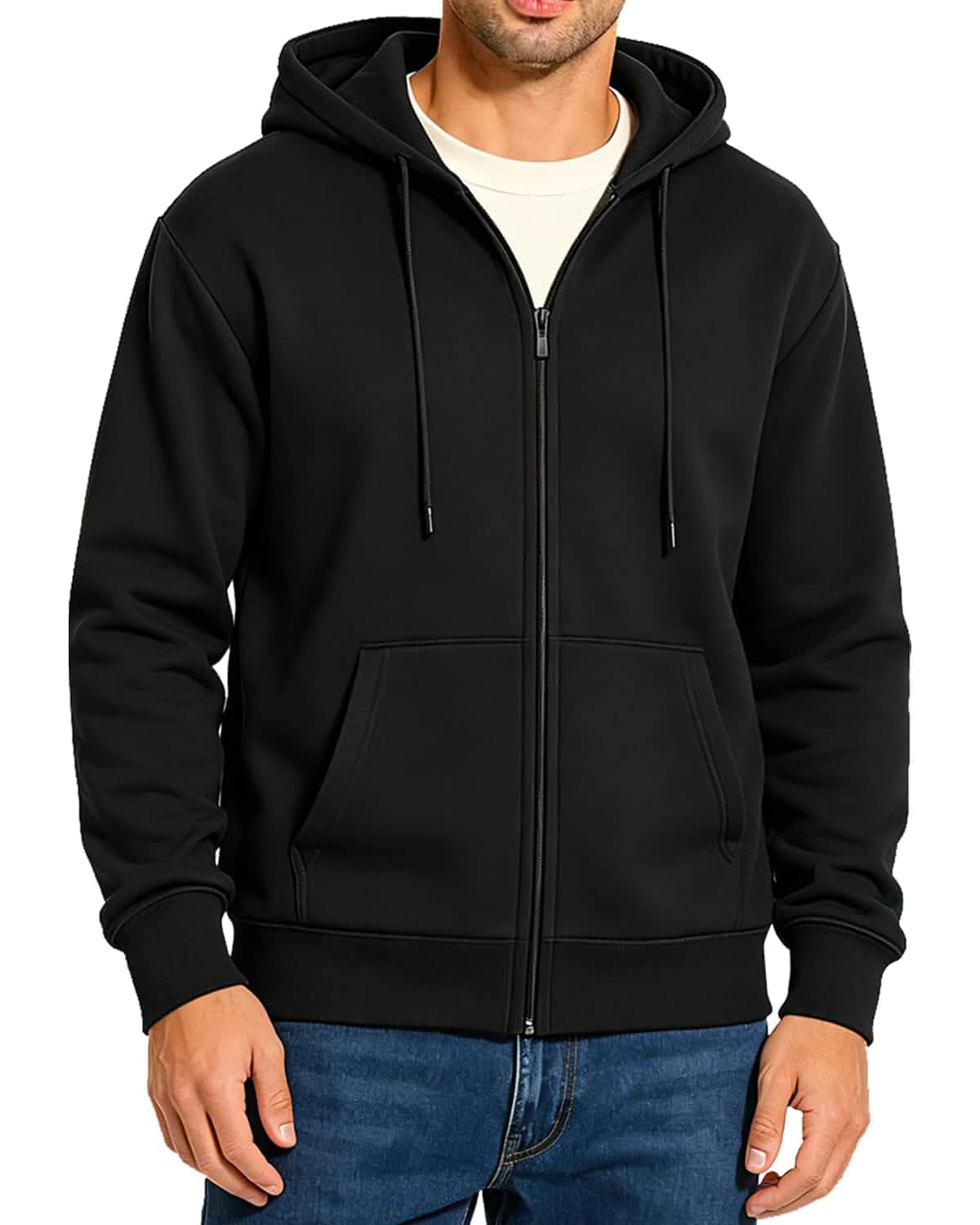 Tuveke Men's Zip Up Hoodie Athletic Hoodies Long Sleeve Fleece Hooded Sweatshirts Midweight With Pockets (S-3XL)