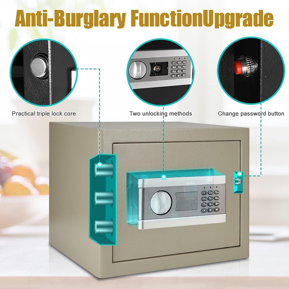 strongbox and Durable Water Safes Fire Cabinet Security Box 1.0 Cubic Feet Digital Combination Lock Safe with Keypad LED Indicator for Cash Money Jewelry