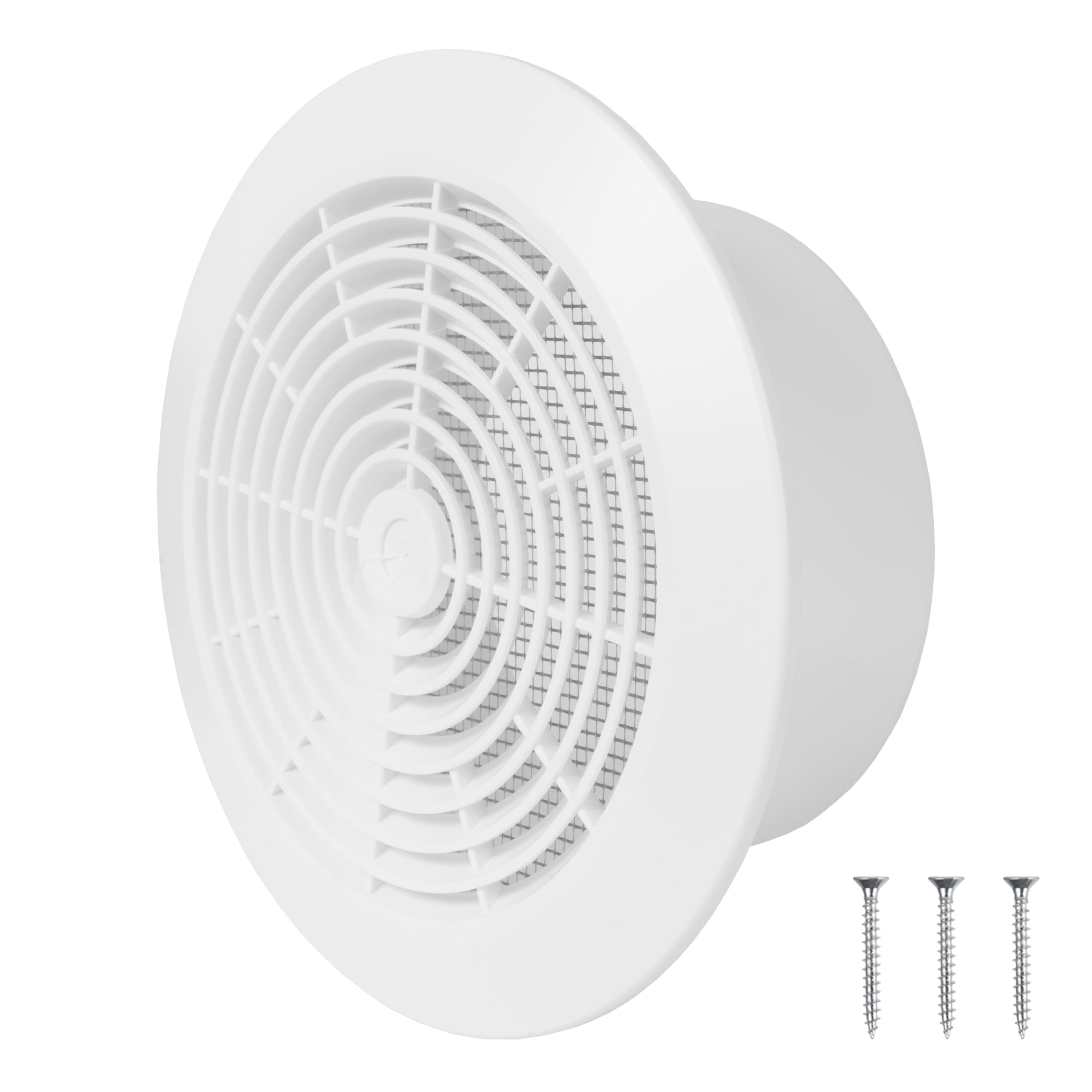 Repa Market 6 Inch / 150 mm White Plastic Round Air Vent Cover with Guard Mesh – Ceiling Vent Cover - HVAC Indoor Outdoor Intake/Exhaust Vent Duct Cover – Air Conditioning Soffit Ventilation Grilles