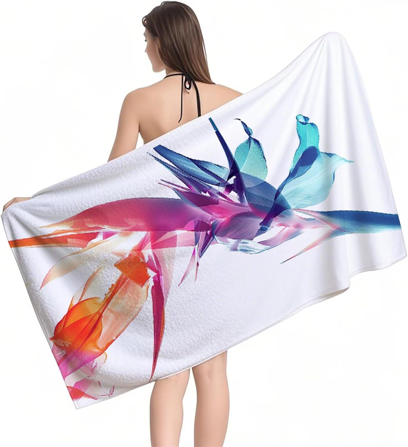 Beach Towel 40" x 88", Quick Dry Bath Towels Flower Microfiber Beach Towel Sand Free, Super Absorbent, Lightweight Bathroom Towels, Includes Bag, Camping Pool Accessories, Vacation Essentials R1-742
