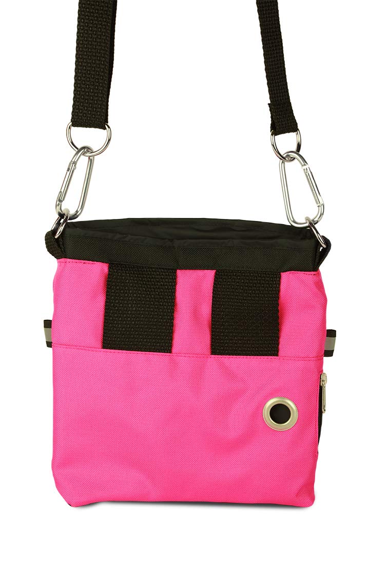 Mit Wunschname möglich. Schultertasche, Hüfttasche, Leckerlitasche für Hunde, Futtertasche mit Magnetverschluss und Kotbeutelfach, Leckerlitasche Magnetic Pink Edition