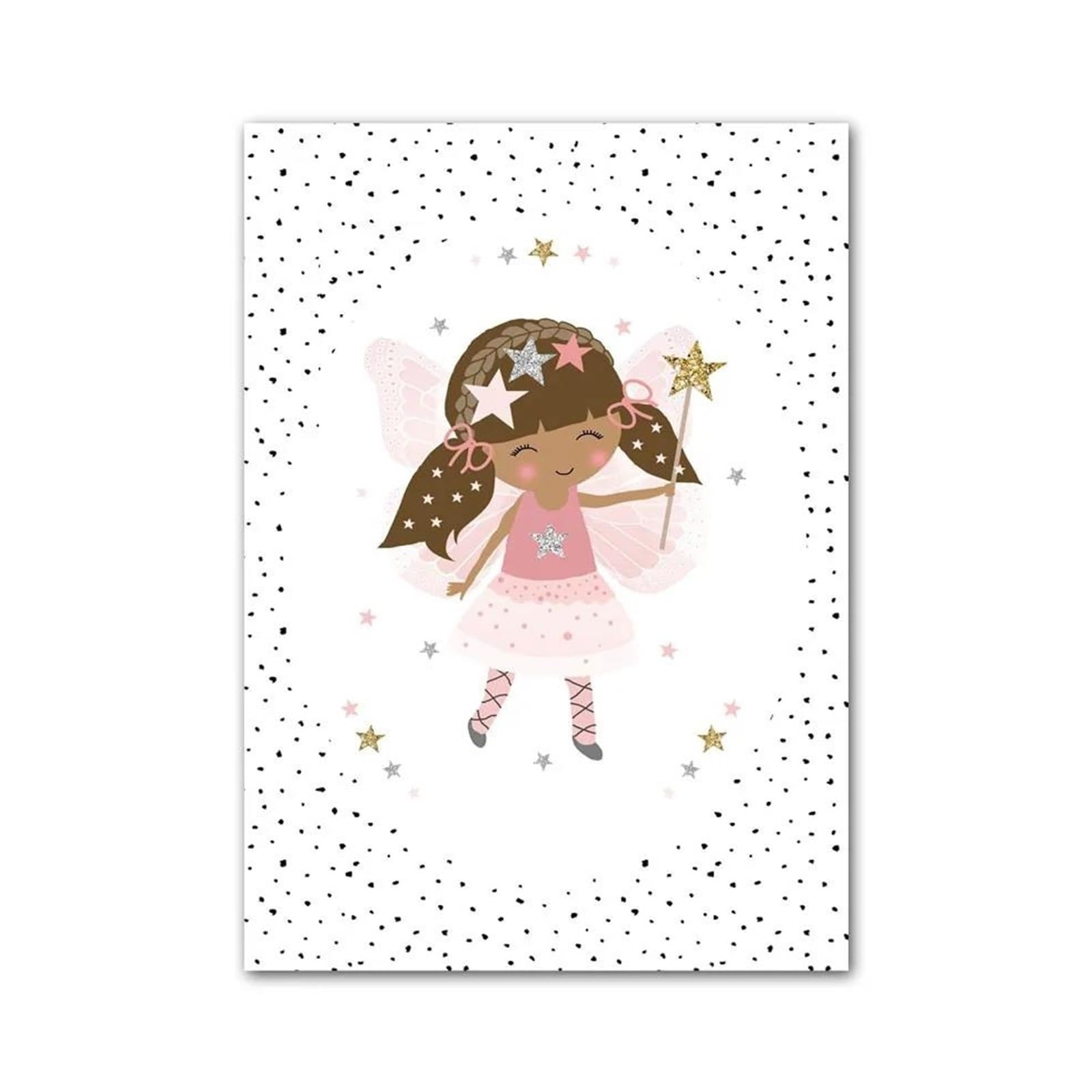 Xenite Girls A Wall Rt Canvas Prints Cute Rabbit Flower Butterfly Rainbow Wall Rt Canvas Painting No Frame Posters Prints Pictures Nursery Kids Room Decor(,30X40cm)