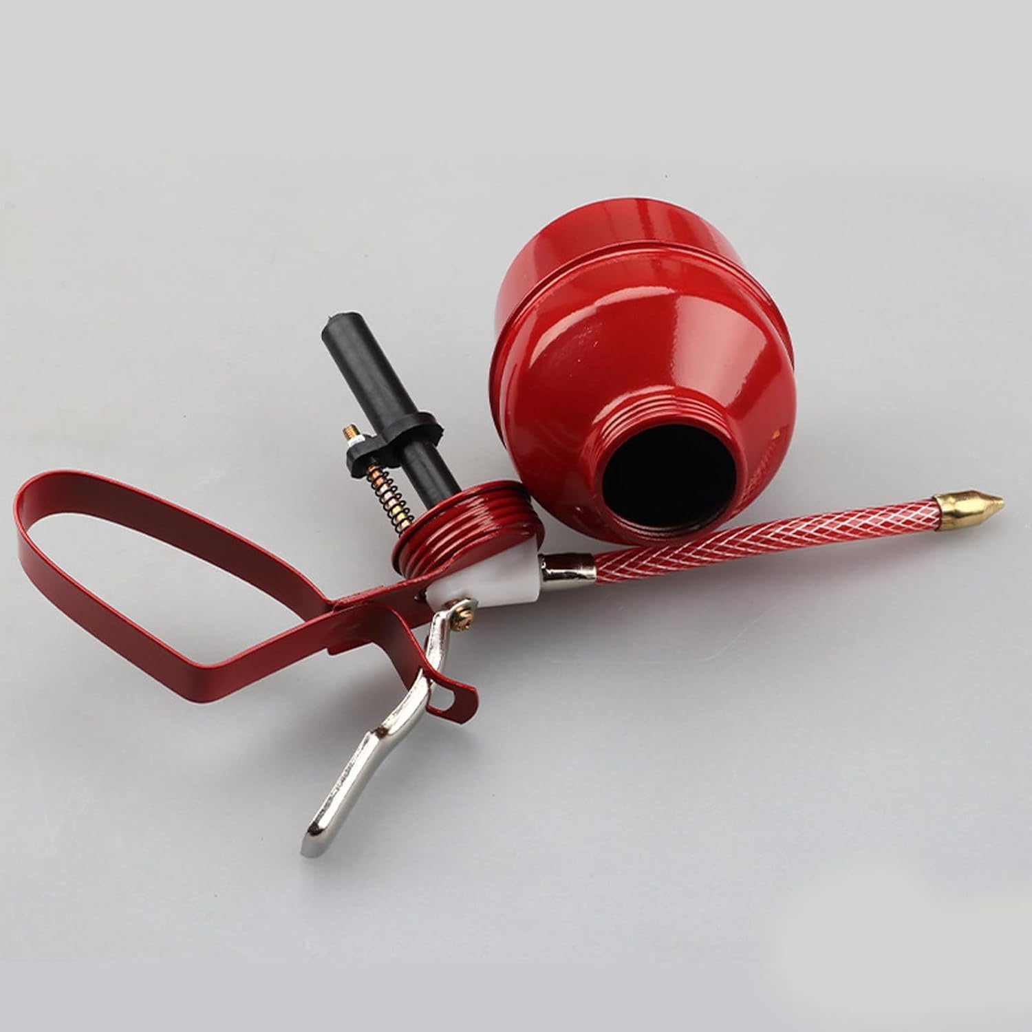 Manual Oiler Can, Metal High Pressure Oiler Lubrication Oiling Can Flexible Hose Oil Pump for Gas Gasoline Petrol (270ml)