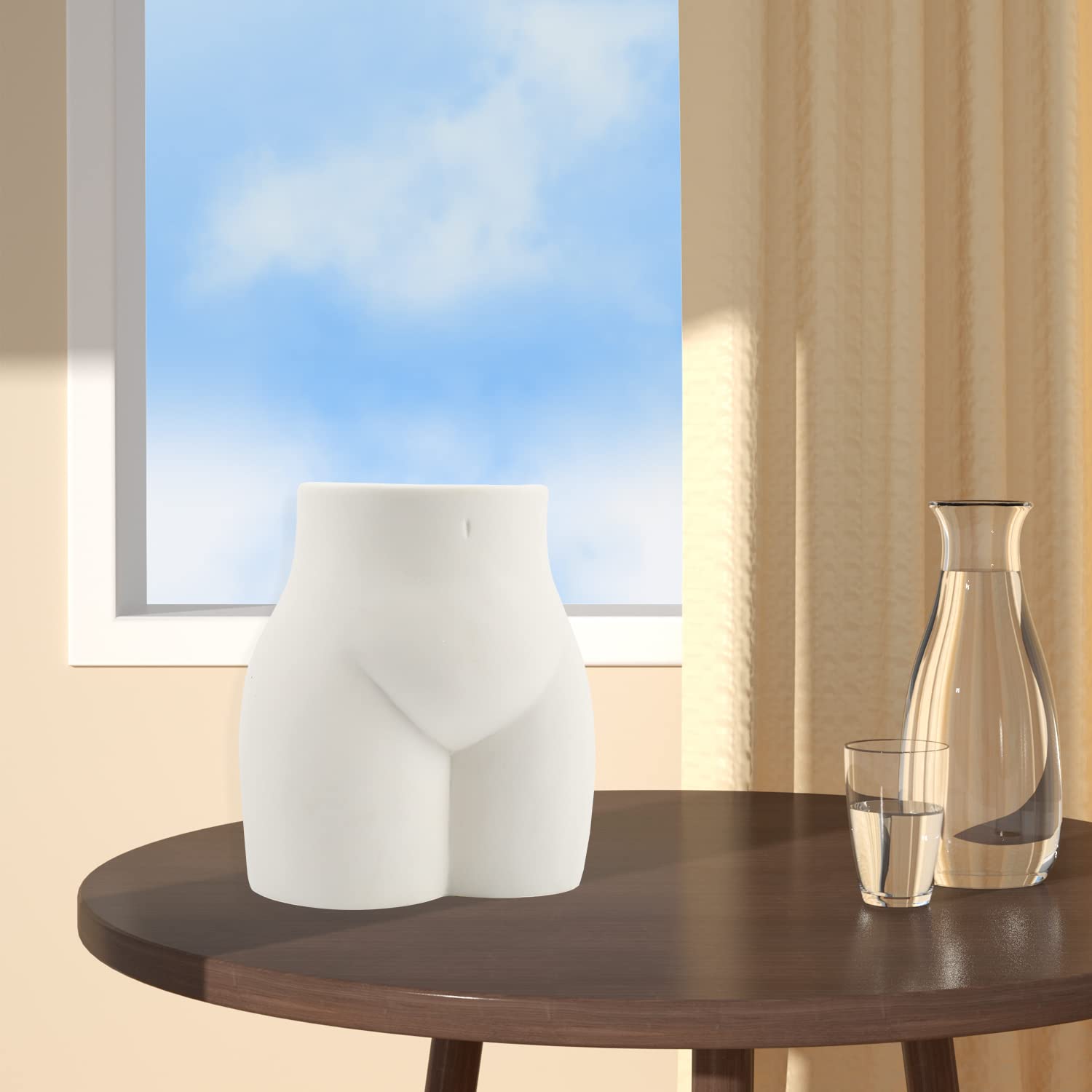 TIHOOK Vaso da fiori in ceramica bianca, minimalista in ceramica, moderno ed elegante, vaso per fiori in ceramica, per decorazione domestica, cancelleria, pennello per trucco, pianta, 12 x 14,5 x 7,5