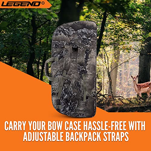 Legend Alpha Compound Bow Case - Travel Archery Bow Bag With Back, Shoulder Straps - Soft Padding, Exterior & Inside Pockets, Cam Protectors - Fits Mtm Ultra Compact Arrow Cases - 37X16.5 Interior #TOP4