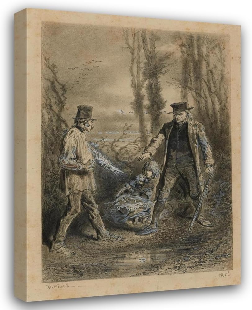 ArtDirect Enlèvement de Cosette Qui cherche le mieux peut trouver le piret (1865) Custom Framed Art Print Giclee Print or Canvas Options with Various Sizes and Customization by Alphonse Marie De Neuville