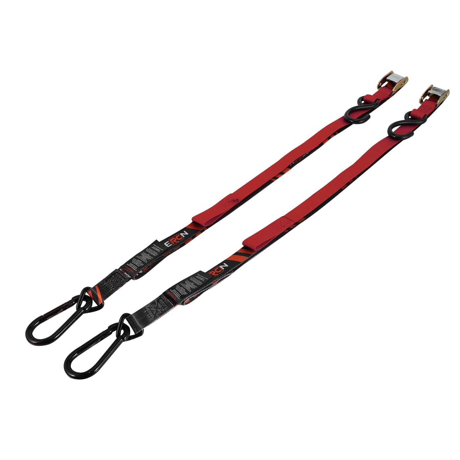 Cinghie di fissaggio per moto, resistenza alla rottura di 544 kg, confezione da 2 cinghie da 2,1 x 2,5 cm, con fibbie resistenti, moschettone in acciaio, fibbia con ganci a S per fissare rimorchi
