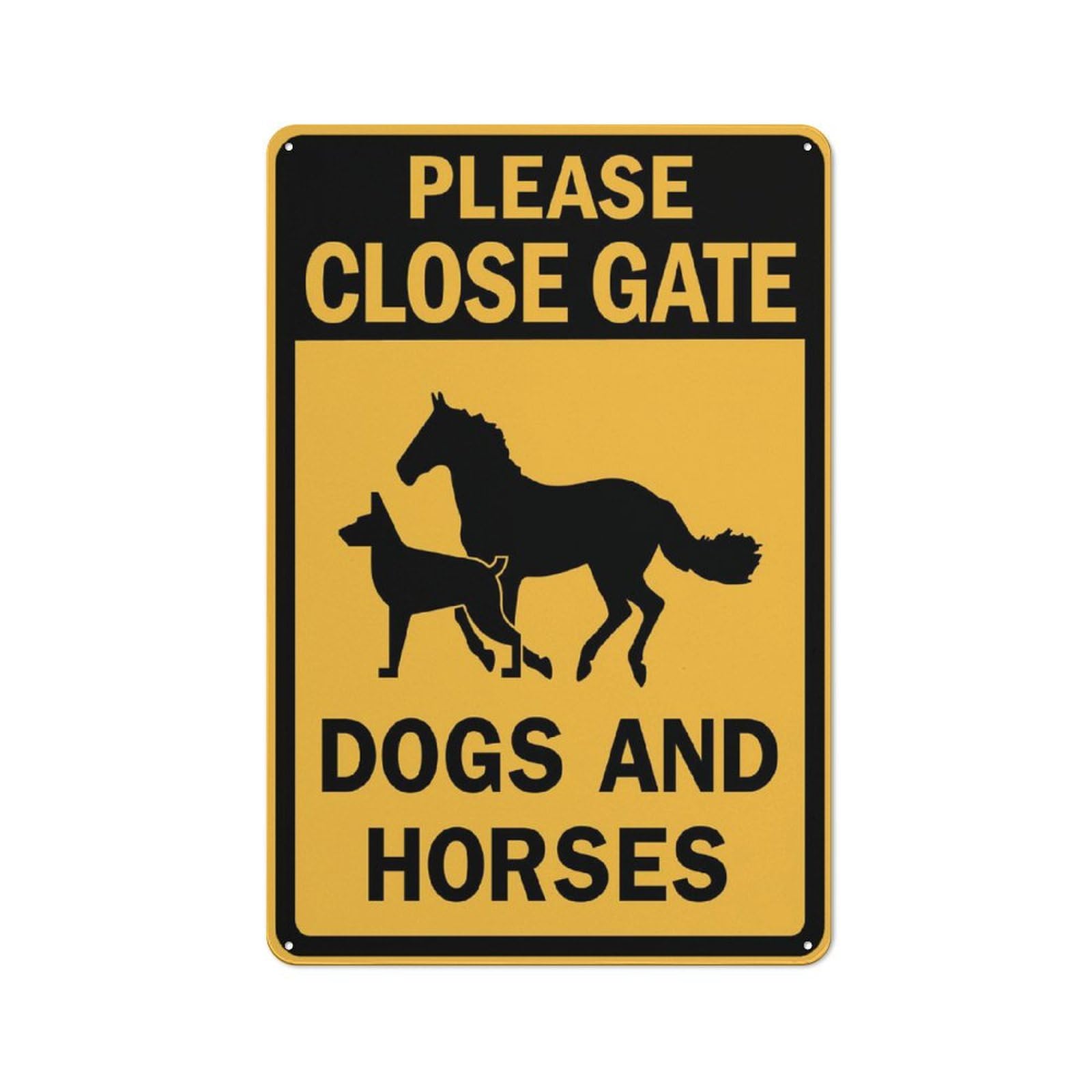 Please Close Gate Dogs And Horses Sign Outdoor Metal Sign - 12 X 8 Metal Signs For Business, Workplace, Office, Home, Delivery Signs, Road Signs, Garden Signs
