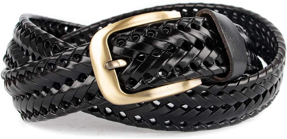 ECHAIN Women Braided Woven Genuine Leather Belt