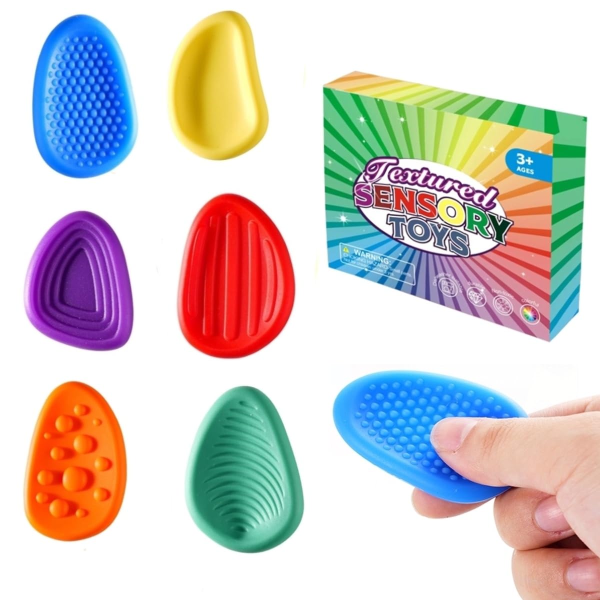 6 Handgemachte Fidget Steine – Anti-Stress-Spielzeug Für Kinder & Erwachsene (Autismushilfe)