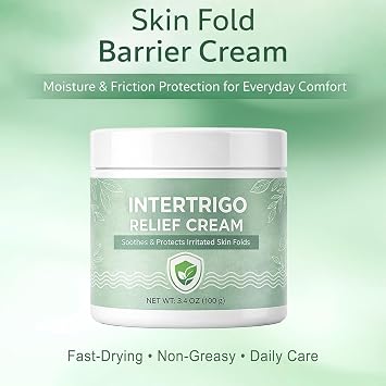 1Ps Intertrigo Cream Skin Fold Barrier Cream for Moisture & Friction Protection, Helps Support Skin Comfort, Fast-Drying Non-Greasy Formula for Friction-Prone Areas.