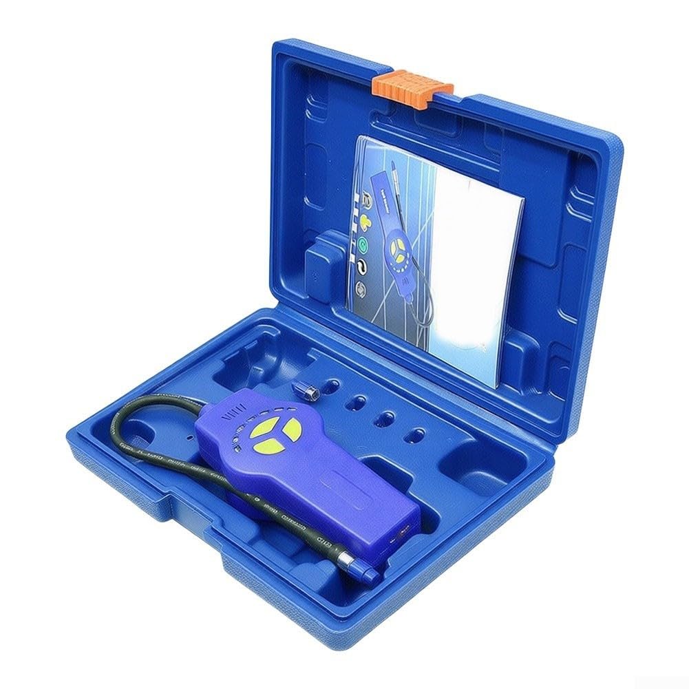 Detector de fugas DSA-200 - Detector de halógeno para aire acondicionado HVAC, probador de gas automotriz con 5 niveles de sensibilidad, alarma LED, detecta R12 R22 R134a, azul