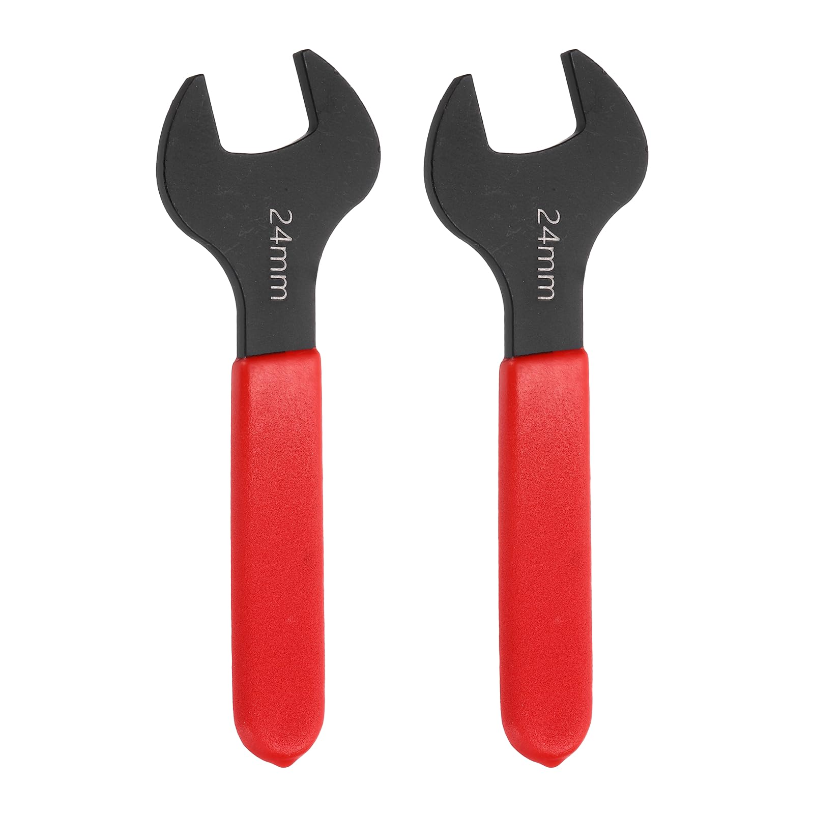 sourcing map 2Pcs Super Thin Single Open End Wrench 24mm Metric Carbon Steel Slim Wrench 15 Degree Angle Open Ended Ultra Thin Mechanic Spanner with Plastic Handle for Tight Space, Red