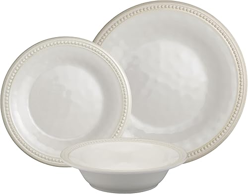 Miniatura 2 de UP ware - Juego de vajilla de melamina con cuentas de 12 piezas, juego de platos para exteriores, juegos de platos y cuencos, servicio para 4, color