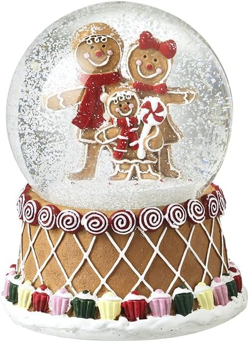 Heaven Sends Christmas Musical Gingerbread Family 12x15x12cm Snowglobe