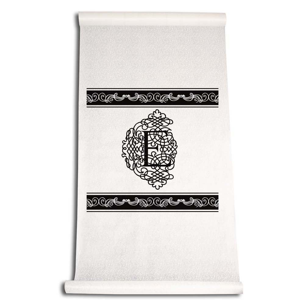 Letter E White With Black Ivy Lane Design 90 Feet By 36 Inch Aisle Runner Fancy Font Letter E White With Black Amazon In Home Kitchen