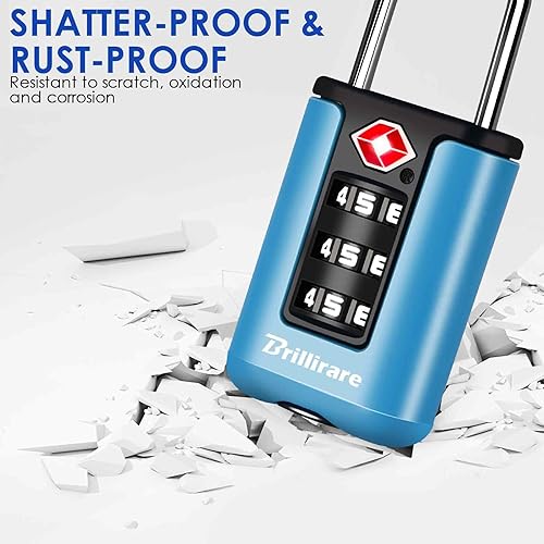 Miniatura 6 de Paquete de 2 cerraduras de equipaje aprobadas por la TSA, candado de viaje combinado, cerradura impermeable de 3 dígitos, cerradura reiniciable sin