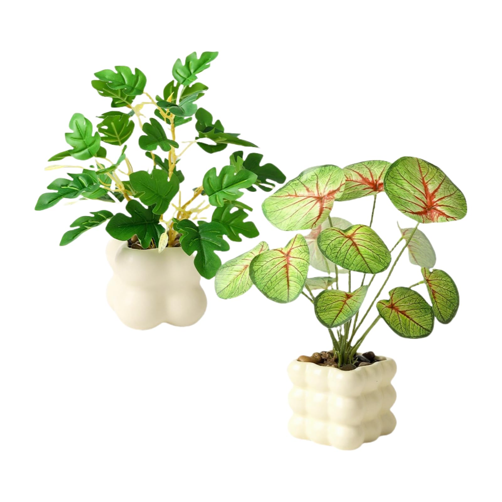 Petits bonsaï d'intérieur en pot et fleurs artificielles sans entretien