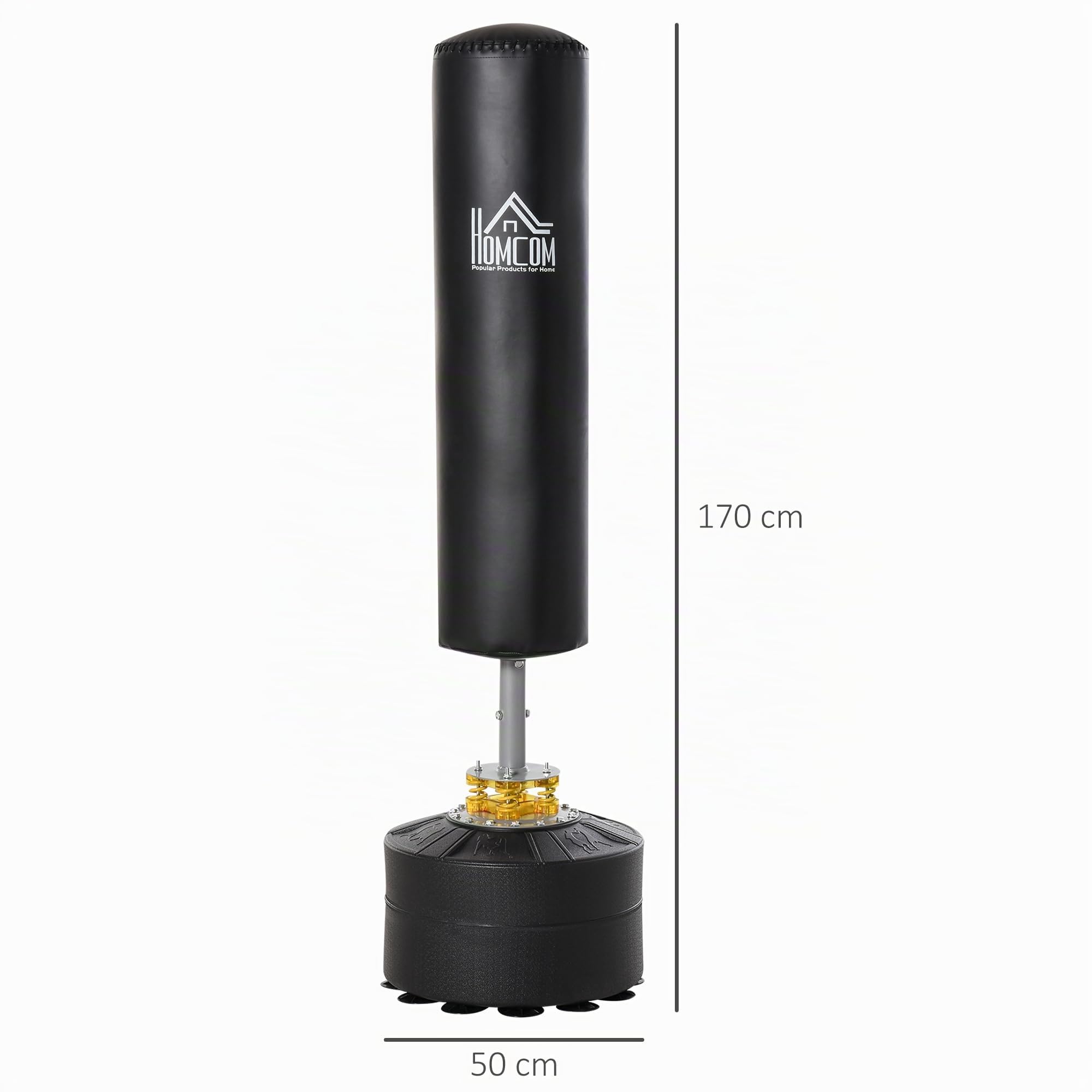 HOMCOM Saco de Boxeo de Pie Altura Regulable para Adultos 170cm Negro