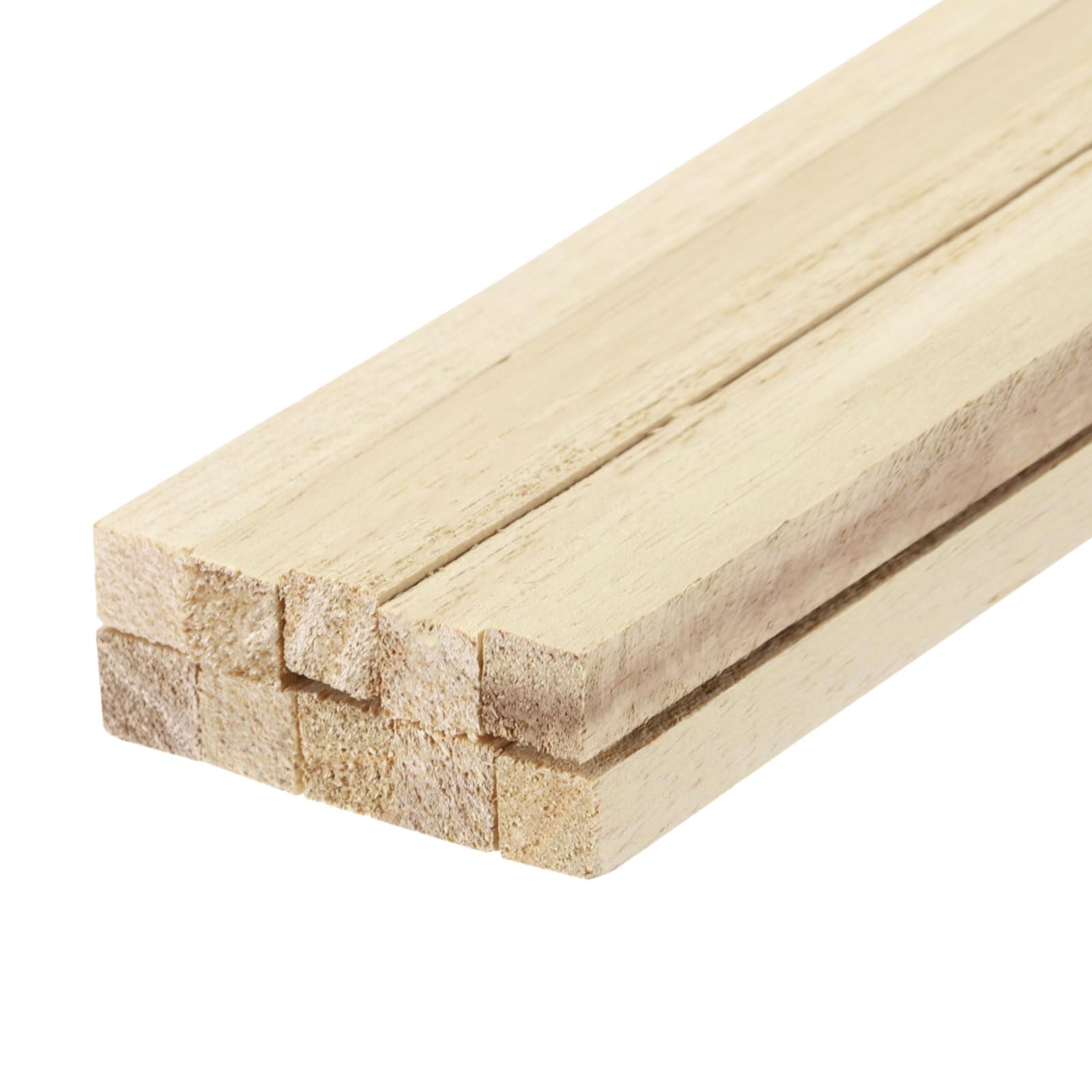 Sourcing Map Lot de 10 bâtons carrés en bois - 50,8 x 1 x 1 cm - Tige en bois dur brut - Pour loisirs créatifs
