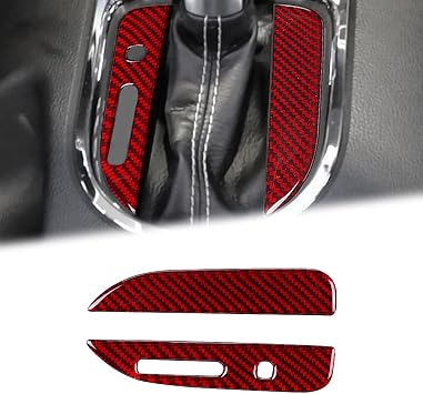 Compatible with Sticker Carbon Fiber Handle Panel Trim Cover Accessories for Ford Mustang 2015 2016 2017 2018 2019 2020 2021 2PCS Red