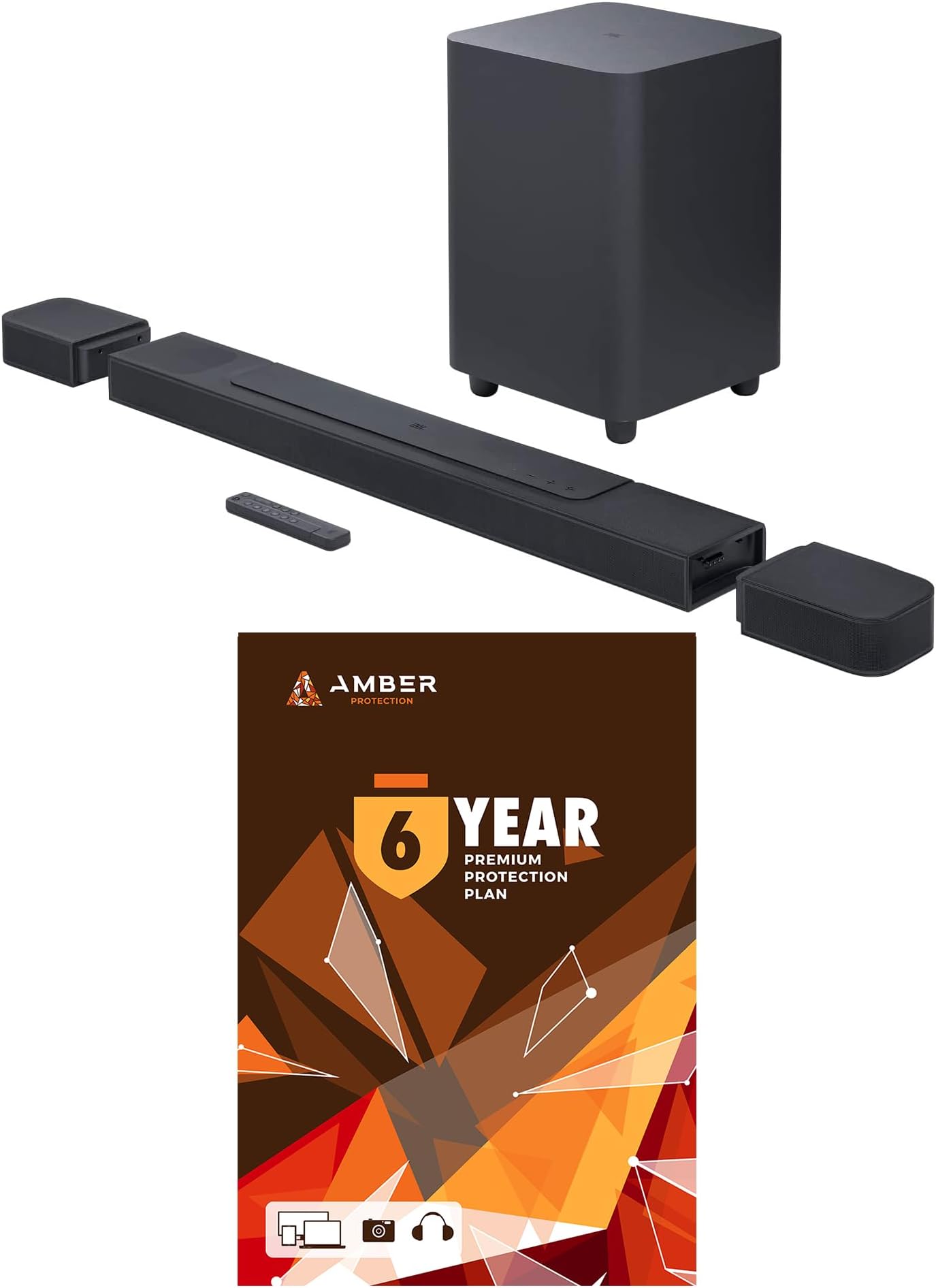 JBL BAR-1000 7.1.4ch Soundbar and Subwoofer with Surround Speakers and 6 Year Amber Protection Plan (2022)