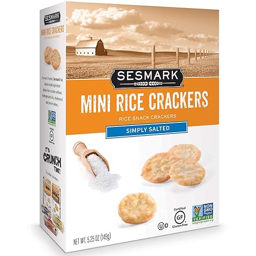Sesmark Mini Rice Crackers, simplemente saladas, 5,25 onzas (paquete de 6)