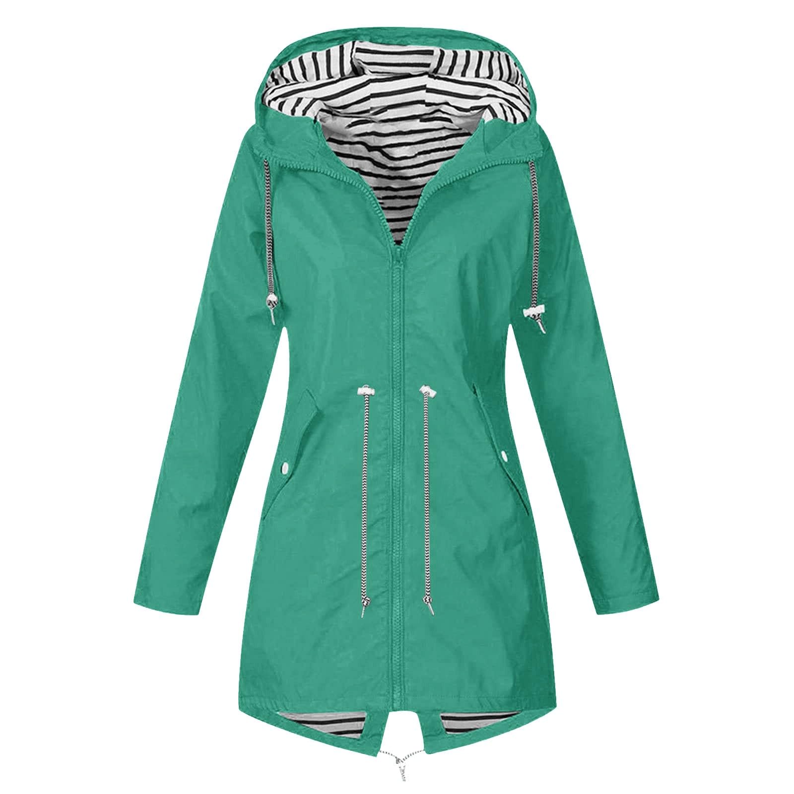 Genérico Impermeable Mujer-Chaqueta Impermeable SóLida Para Mujer Abrigo Suelto Con Capucha Y Resistente Al Para Exteriores Talla Grande