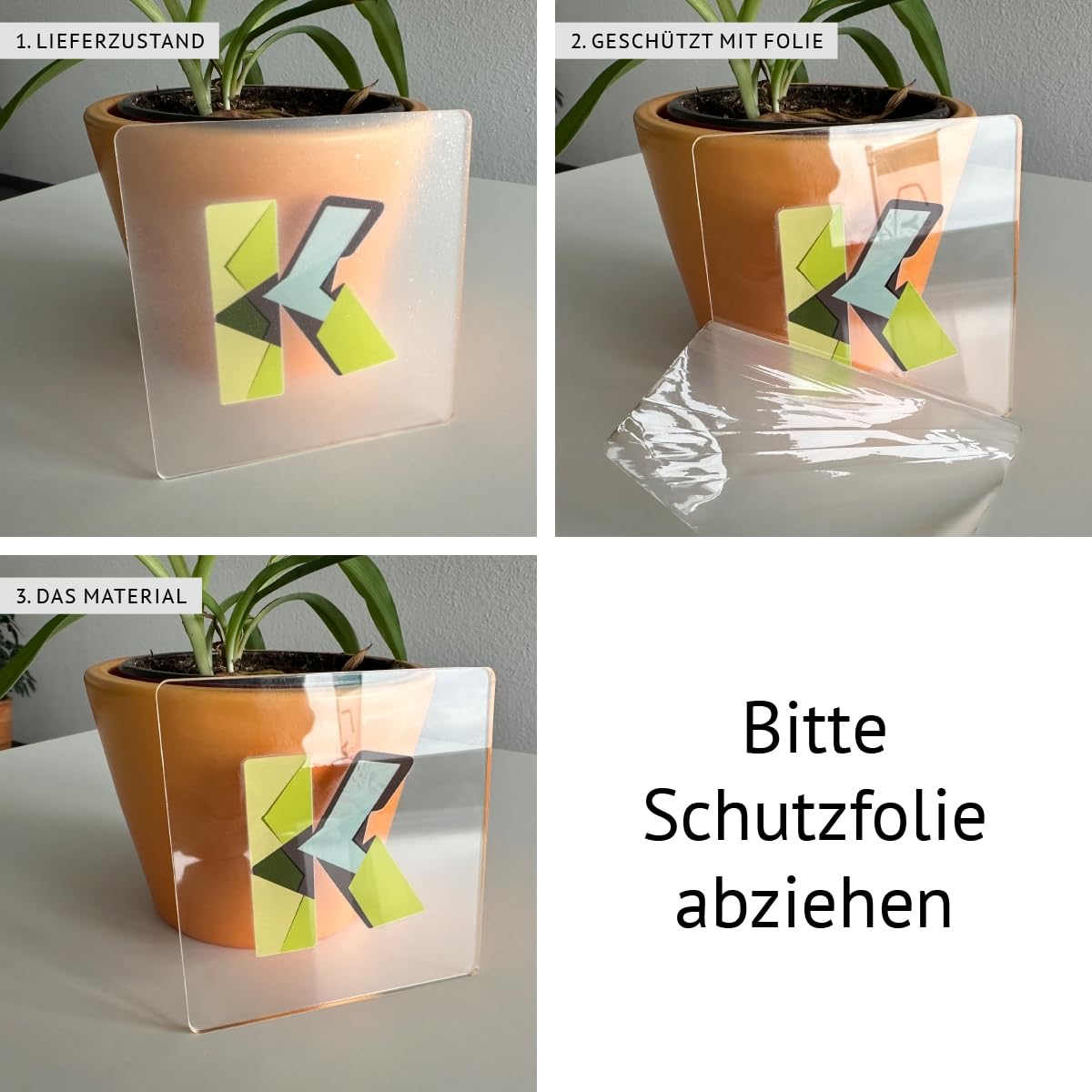Personalisierter Acrylglas 3-Spalten Familienplaner Kalender abwischbar DIN A3, A2 oder A1 XXL wählbar inkl. Montagematerial und Edelstahl Abstandhalter, langlebig, klarer UV-Druck
