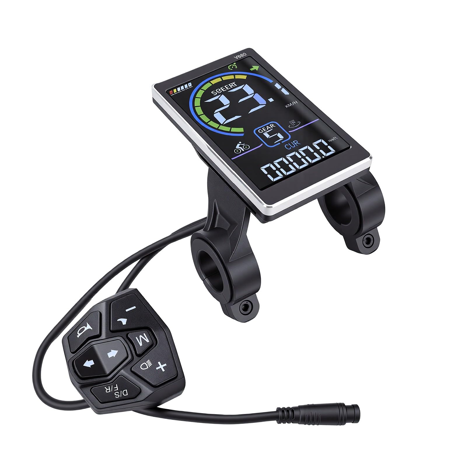 RiToEasysports Pannello di Controllo per Bici Elettrica Display LCD in PVC ABS Misuratore Connettore a 6 Pin IPX4 Schermo Multifunzione con UART 9600 per Ciclisti di Scooter Elettrici Pendolarismo