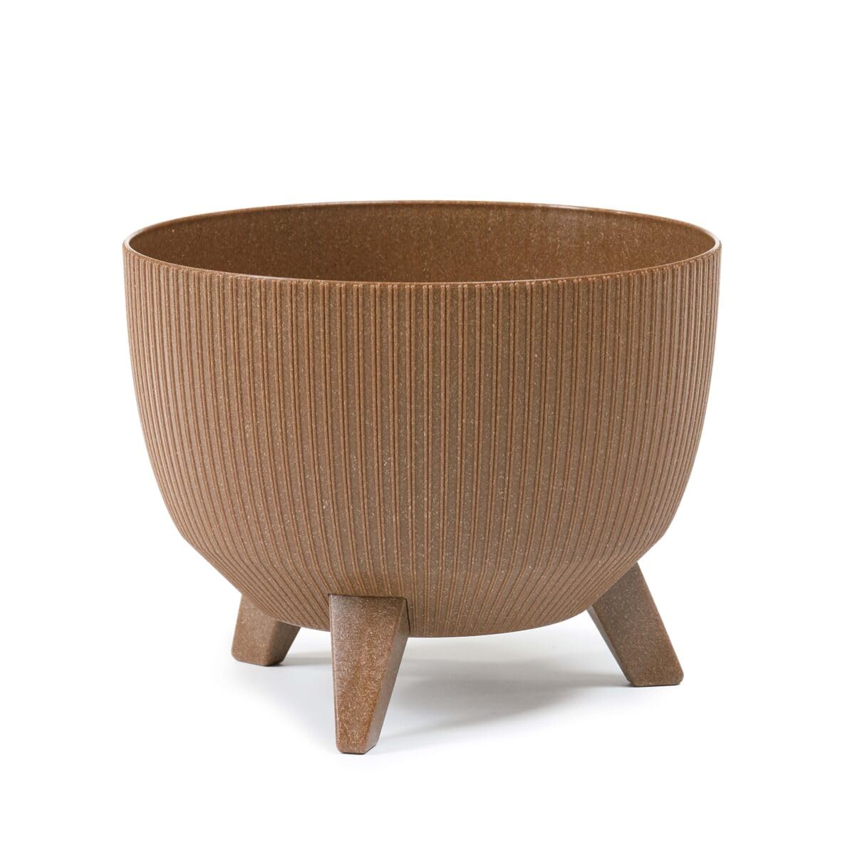 Muddy Hands Eco Friendly Decorative Bowl Plant Pot with Legs Indoor Home Outdoor Garden Round Flower Planter Stand Holder Cover - Made from Recycled Plastic & Wood (Brown, 24cm) โ image 1