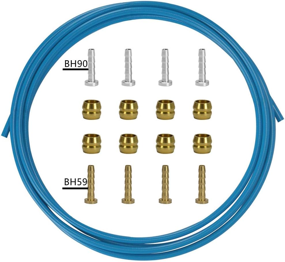 CYSKY Bike Hydraulic Brake Hose Kit 2500mm for Shimano BH59 BH90 Sram Avid System, Included 8 Bike Brake Olive and 8 Brass Connecting Insert (Blue)