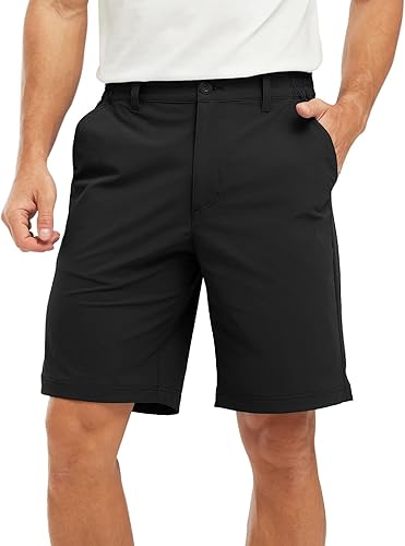 Miniatura 8 de TBMPOY Pantalones cortos de golf para hombre de 9 pulgadas, cintura elástica, de secado rápido, parte delantera plana, pantalones cortos de viaje