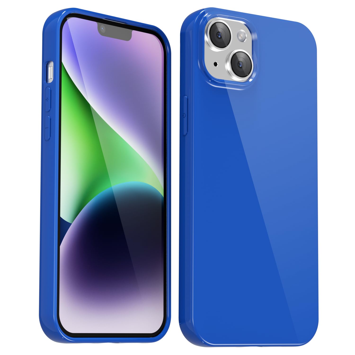 Svanove für iPhone 13 Hülle iPhone 14 Silikon Case, Bunt Weich TPU Ultra Dünn Handyhülle Einfarbig Handy Hülle Mädchen Frauen, Glatt Plastik Schutzhülle Slim Silikonhülle Gummi Bumper, Neon Blau