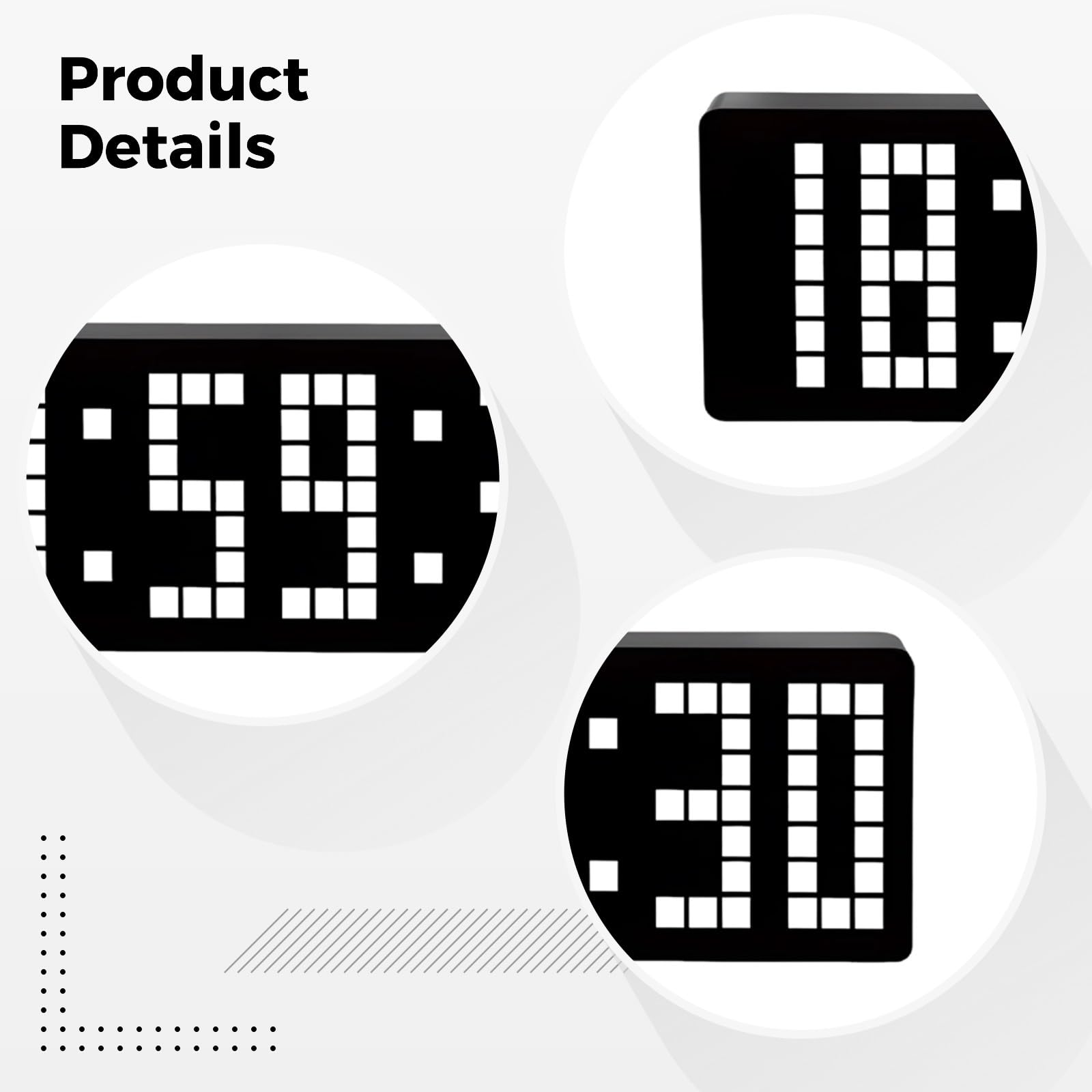 Reloj digital retro, temporizador de píxeles LED de 32 cm, cuenta regresiva programable, memoria, control remoto, 2 niveles de brillo, mesa para sala de juegos, gimnasio