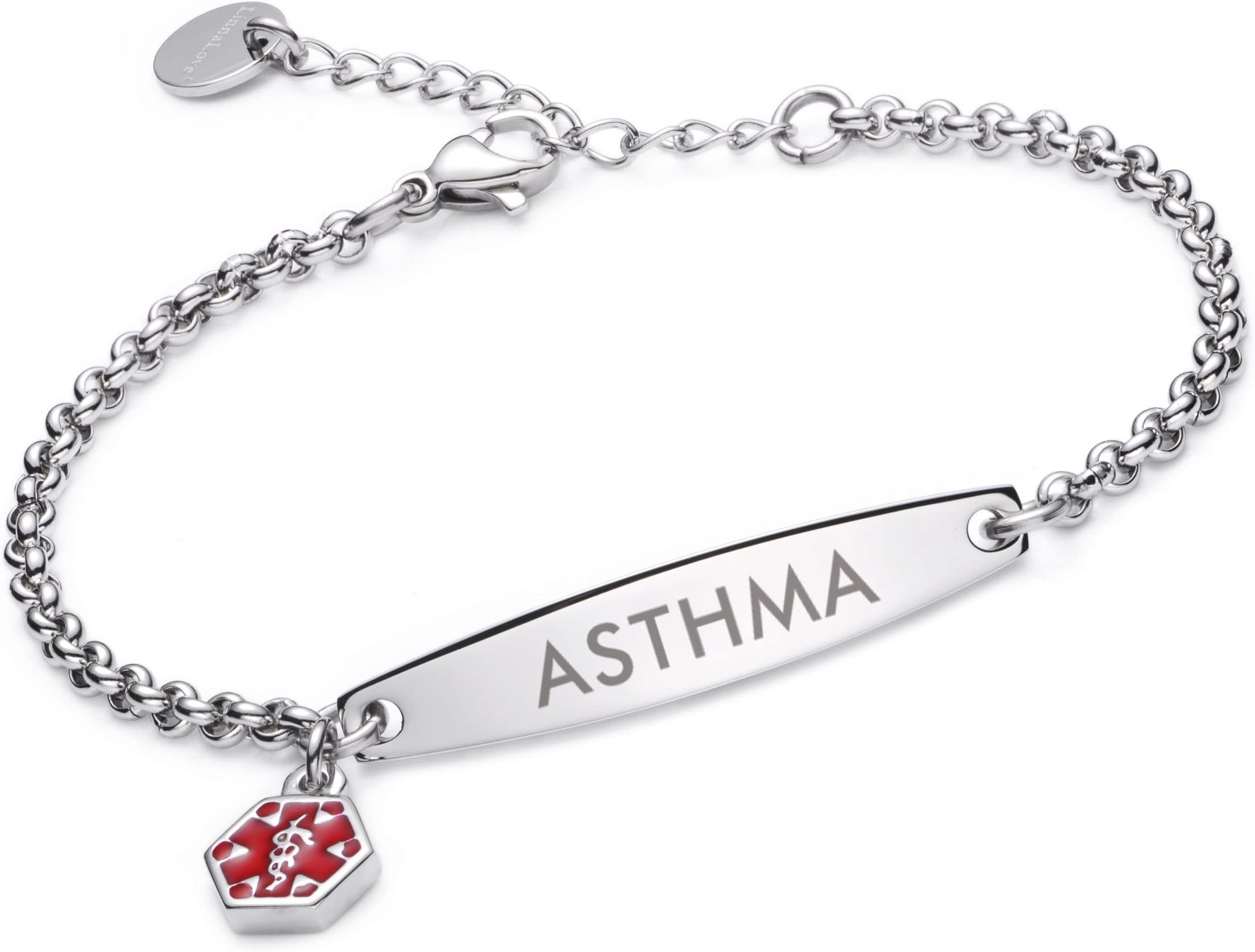 LinnaLove-Pre-engraved Simple Rolo chain Medical alert id bracelet for Women