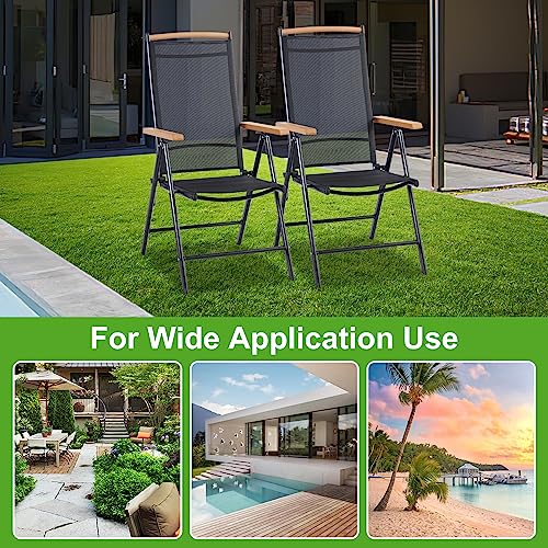 Haquatisol Patio Dining Chairs Set Of 4, Outdoor Folding Sling Chair With 8 Level Adjustable Backrest, Aluminum Chairs For Porch Camping Pool Beach Deck Lawn Garden #TOP5