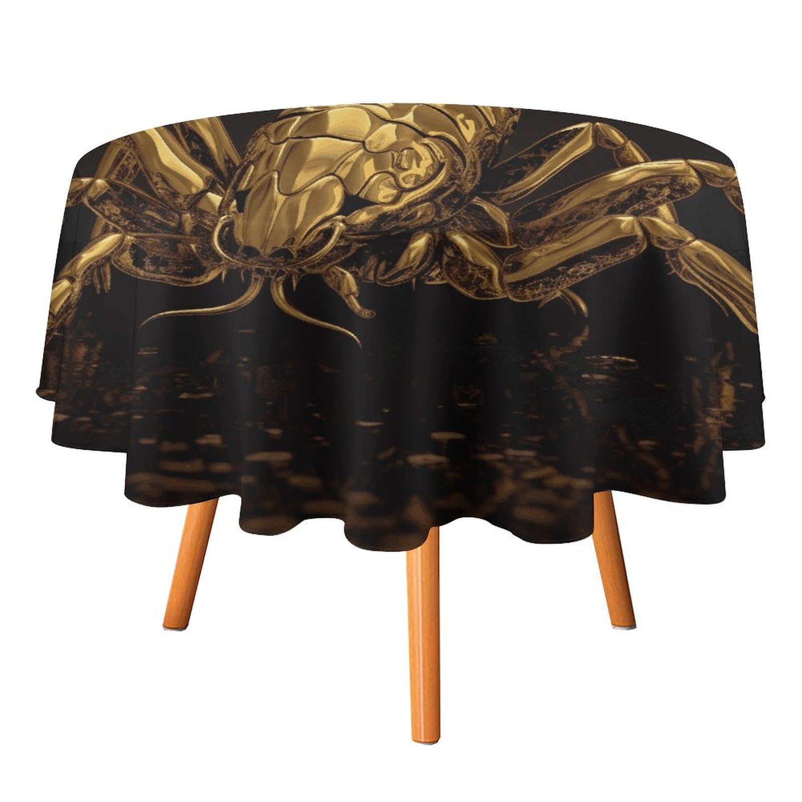 Fekiloot Style Gold Scorpion Round Tablecloth - Heavy Duty And Washable,Polyester Decorative Fabric Table Cover,Tablecloths For Kitchen Dining, Wedding, Birthday Party50x50in