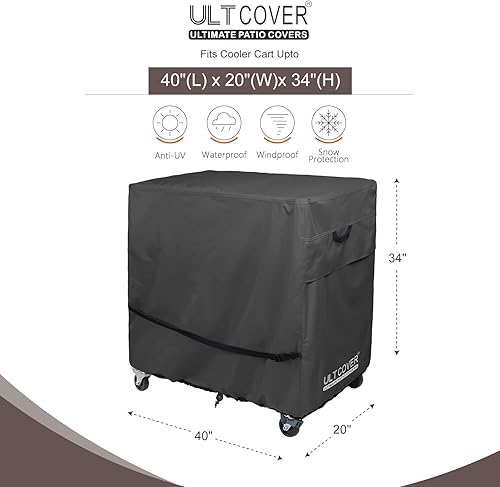 Miniatura 2 de ULTCOVER Cubierta impermeable de 80 a 100 cuartos de galón para hielera de patio, cubierta de hielera con ruedas de 40 pulgadas de largo x 20