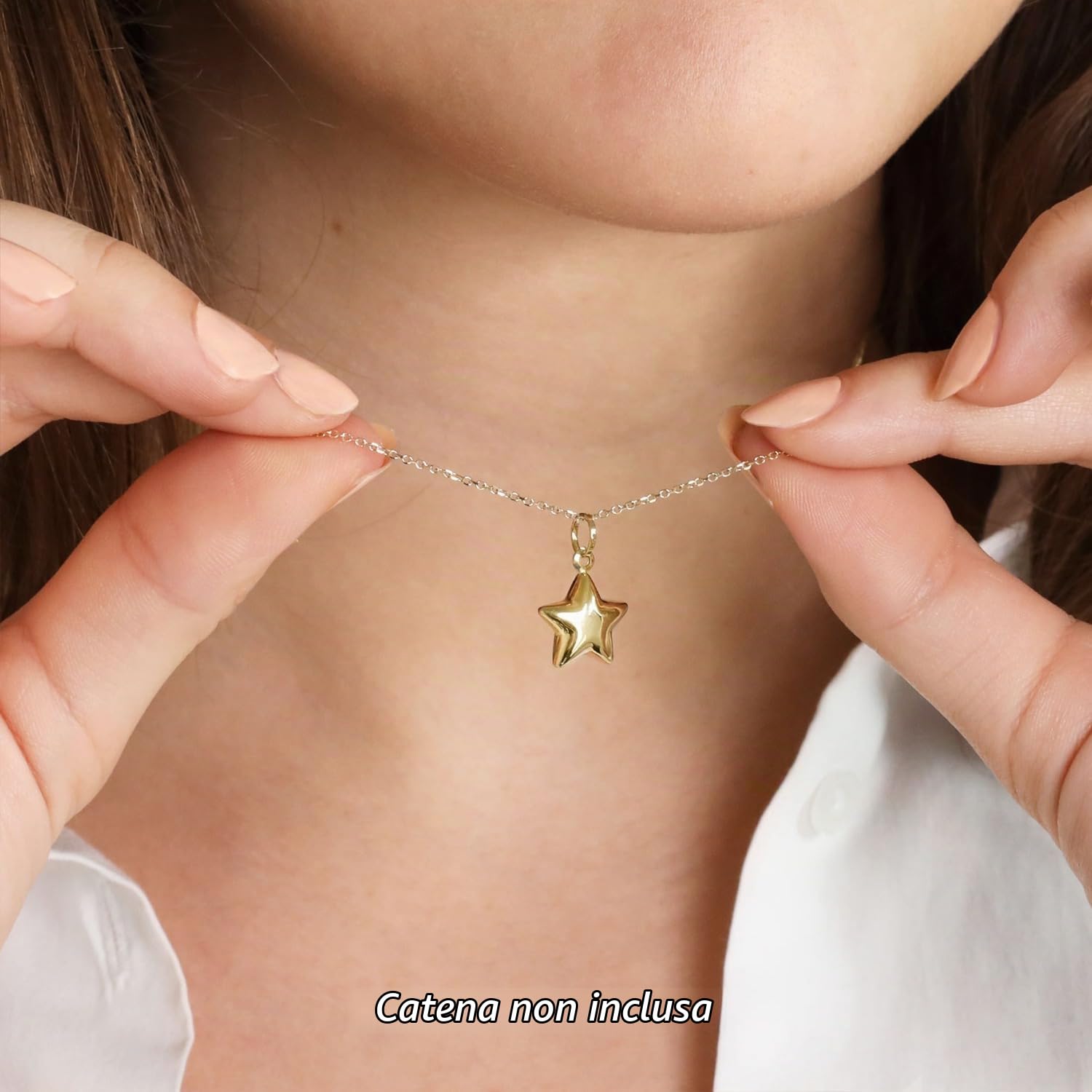 forme di Lucchetta Stella in Oro Giallo 14K - Ciondolo Pendente per Donna