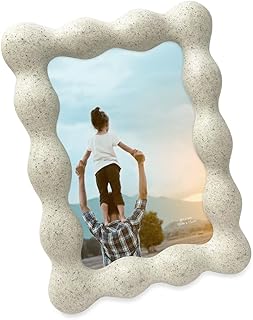 Isaac Jacobs 4x6 Natural Sand Resin Picture Frame, Elegant Undulating Cu...