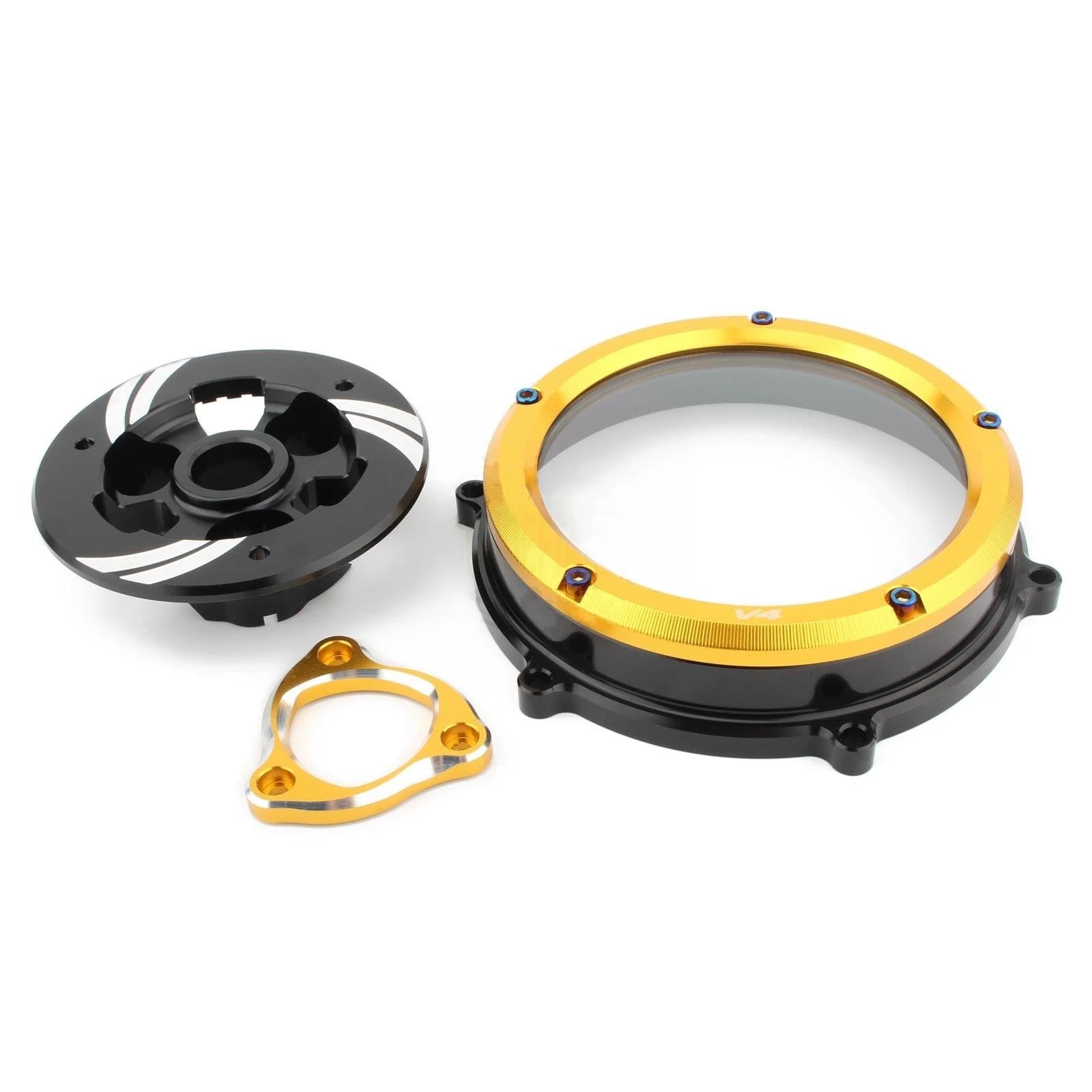 Accesorios Motocicletas Protector De Retén Muelle para Tapa Embrague, Motor Competición, para Ducati para Panigale V4 2018-2023, Kit Placa Presión(Black Yellow)