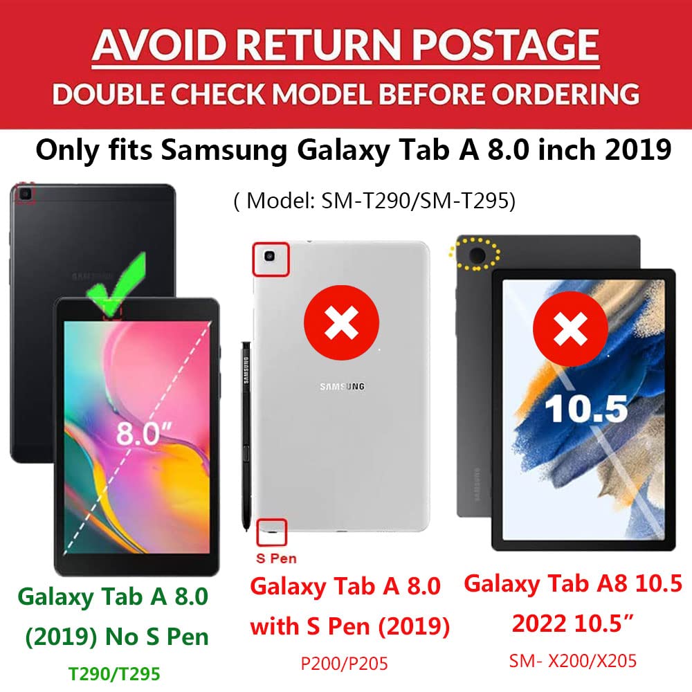 Tading Kids Case for Samsung Galaxy Tab A 8.0 2019 SM-T290/T295, Tab A 8.0 2019 Case, Cute Butterfly Non-Toxic EVA Shockproof Bumper Shell Cover for Girls for Samsung Tab A 8.0