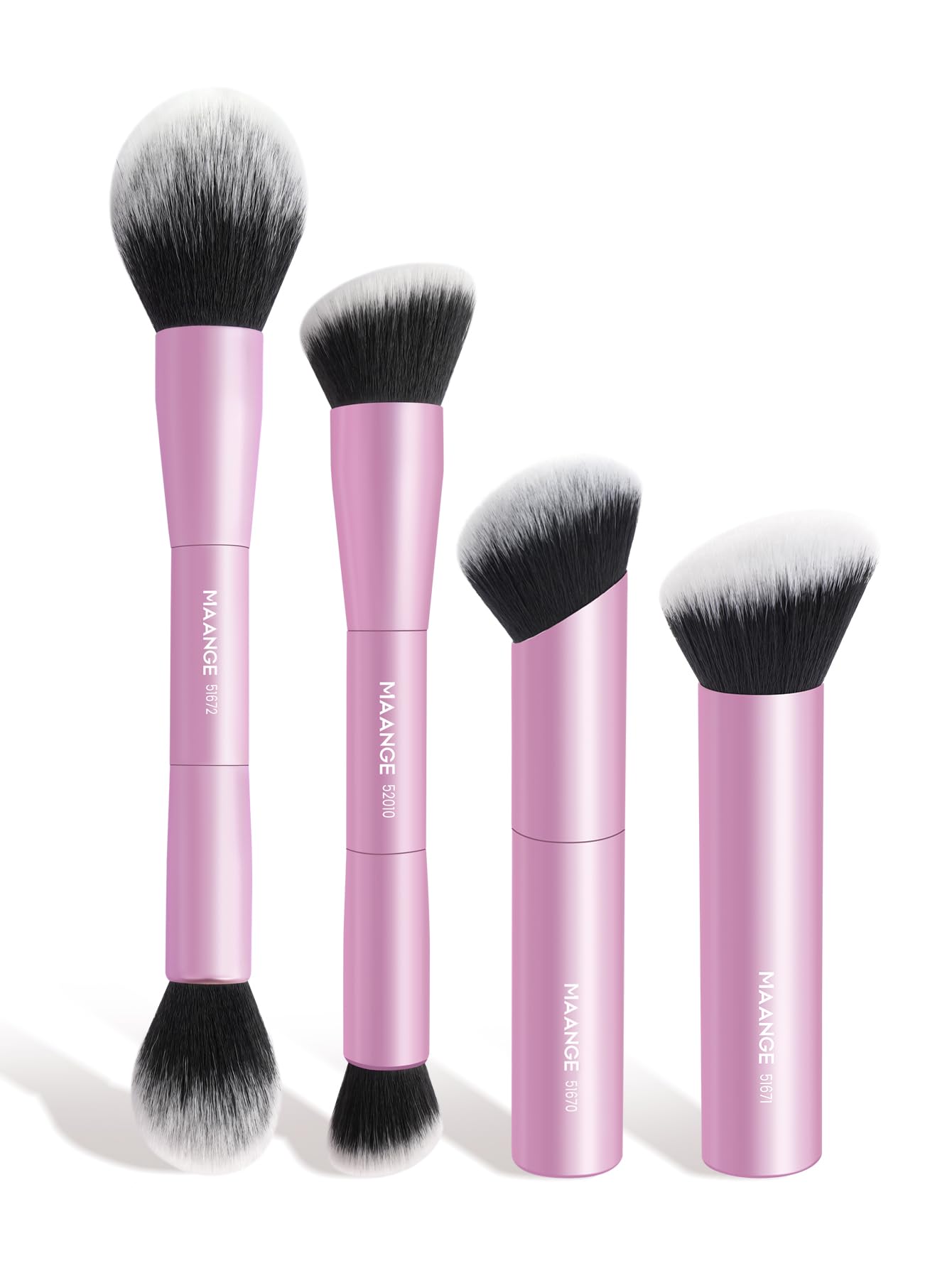 MAANGE Make-up Pinsel– 4-teilig Foundation Kabuki Pinsel & doppelseitiger Konturenpinsel, Schminkpinsel für flüssige & cremige Texturen, Puder, Concealer, Blush